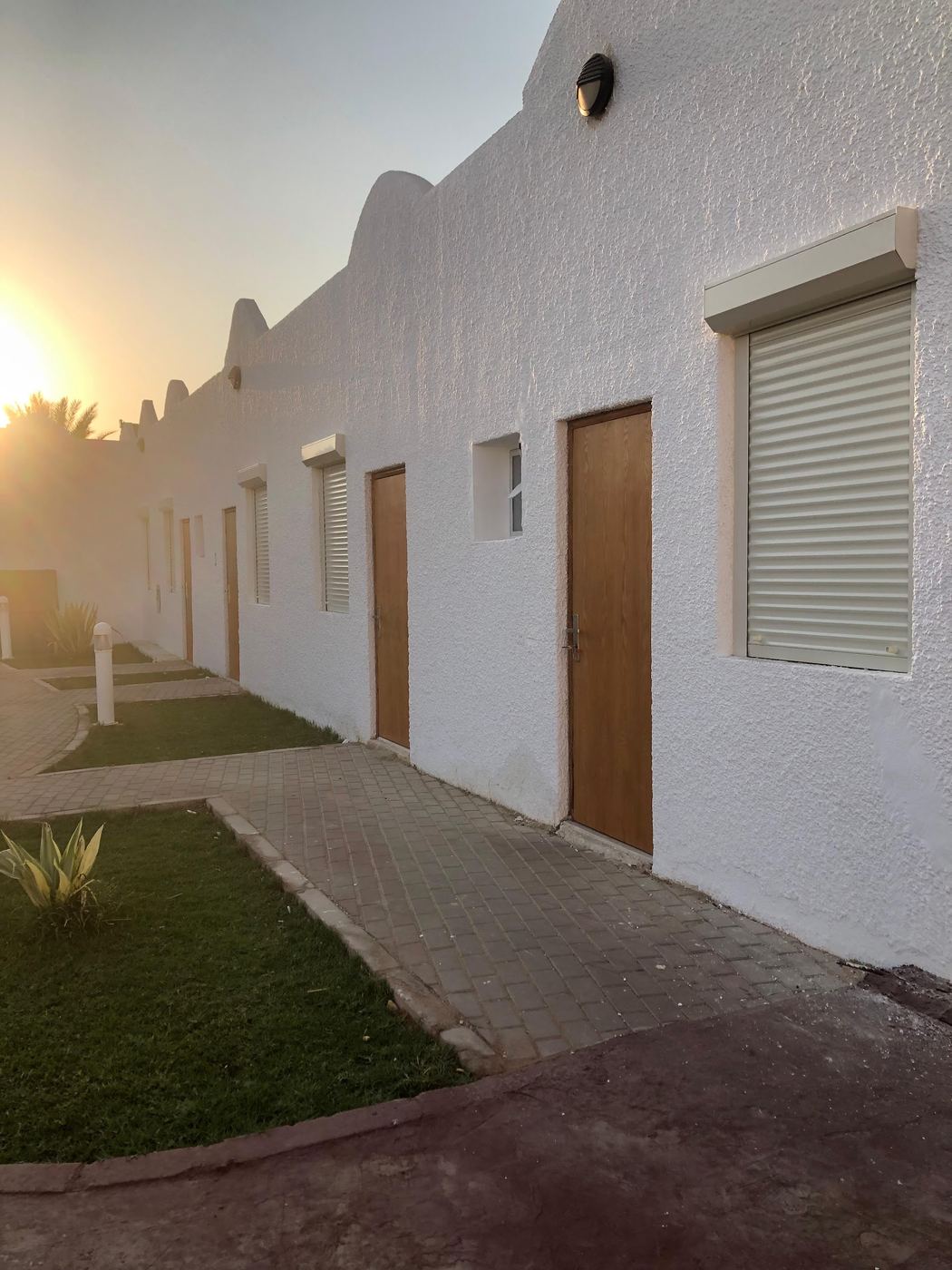 Chalet shutters at sunrise