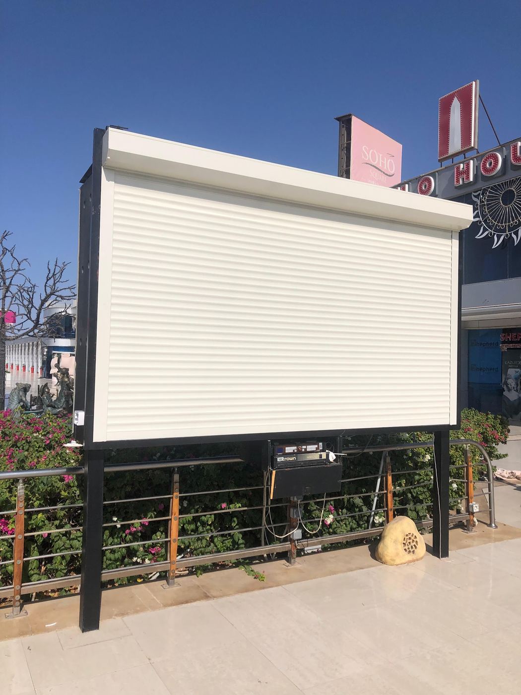 Shutter box over a display screen